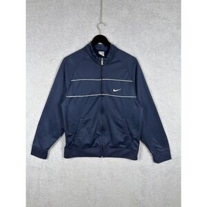Vintage Nike Jacket Mens Size M Track Windbreaker Y2K Full Zip Silver Tag Blue